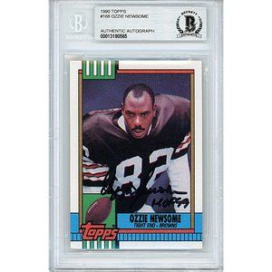 Ozzie Newsome Browns Signed 1990 Topps Football Card Beckett BAS Autograph Slab